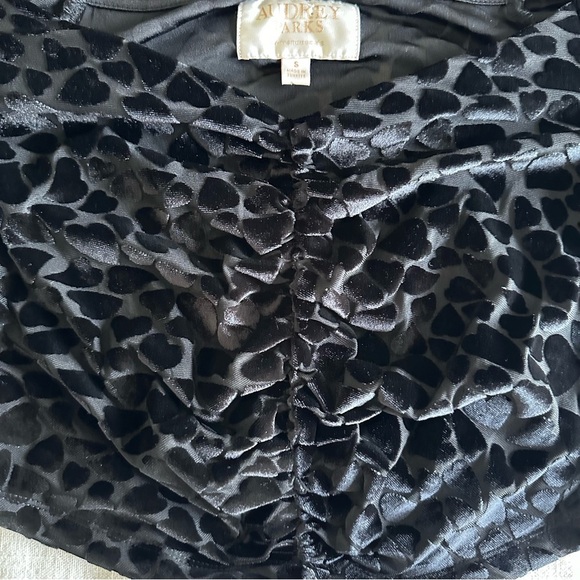 Audrey Parks Velvet Burnout Ruched Blouse Womens S Black Animal Print Whimsigoth - Picture 5 of 8